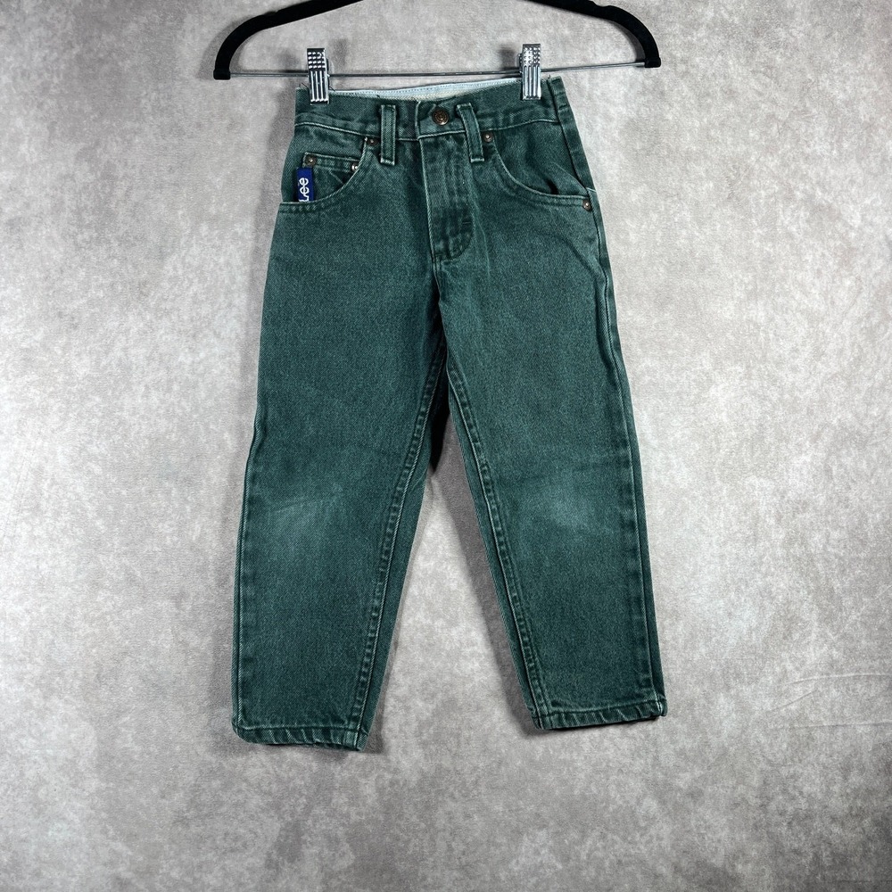 Vintage Lee Jeans Boys‎ Size 5 Slim Green Denim Tapered Pockets Casual School